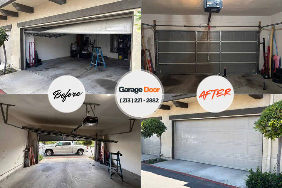 Before and after: garage door repair Victorville, CA